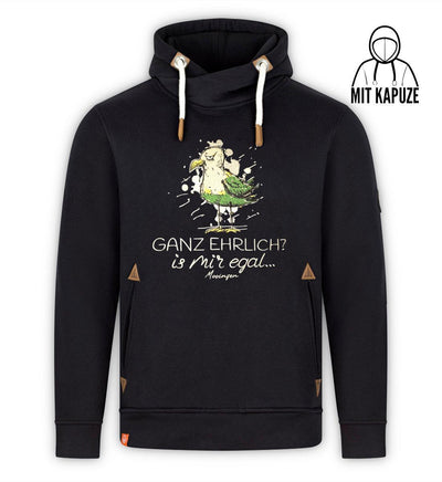 Ganz ehrlich? Is Mir Egal (Stick) · Unisex Bio Schalkragen Hoodie-Unisex Bio Schalkragen Hoodie-black-beauty-S-Mooinzen