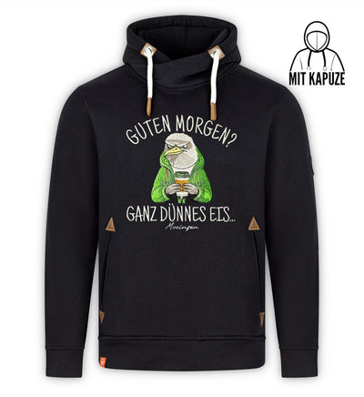 Guten Morgen ganz dünnes Eis (Stick) · Unisex Bio Schalkragen Hoodie-Unisex Bio Schalkragen Hoodie-black-beauty-S-Mooinzen