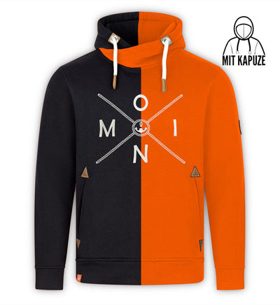 Moin X Schwarz/Orange (Stick) · Unisex Bio Schalkragen Hoodie-Unisex Bio Schalkragen Hoodie-schwarz-orange-S-Mooinzen