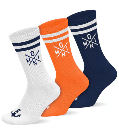 Moin X · Unisex Bio Crew Socken (3er Pack)-Unisex Bio Crew Socken (3er Pack)-white/navy/orange-36-41-Mooinzen