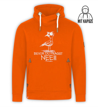 Möwe Nee (Stick) · Unisex Bio Schalkragen Hoodie-Unisex Bio Schalkragen Hoodie-scarlet ibis-S-Mooinzen