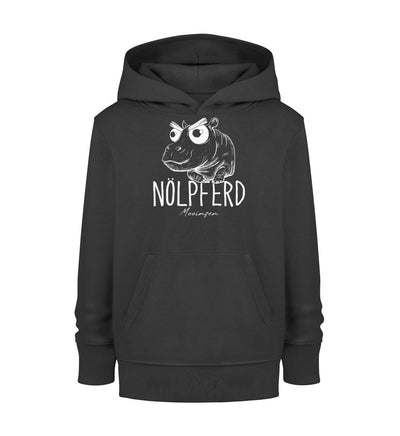 Nölpferd · Kinder Premium Bio Hoodie-Kinder Premium Bio Hoodie-Black-3/4-Mooinzen