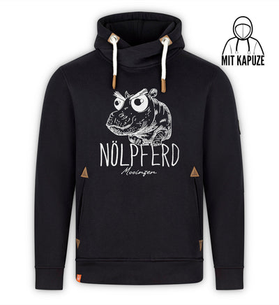 Nölpferd (Stick) · Unisex Bio Schalkragen Hoodie-Unisex Bio Schalkragen Hoodie-black-beauty-S-Mooinzen