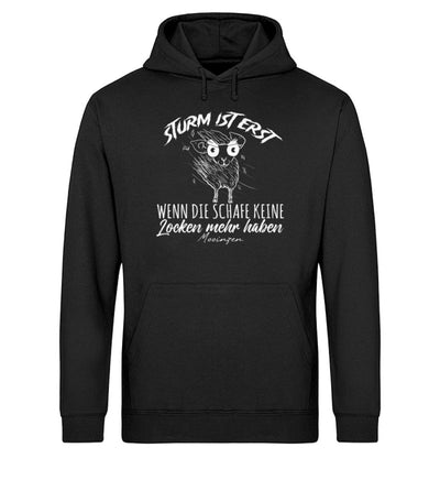 Sturm ist erst wenn die Schafe keine Locken mehr haben · Unisex Bio Hoodie-Unisex Bio Hoodie-Black-XS-Mooinzen